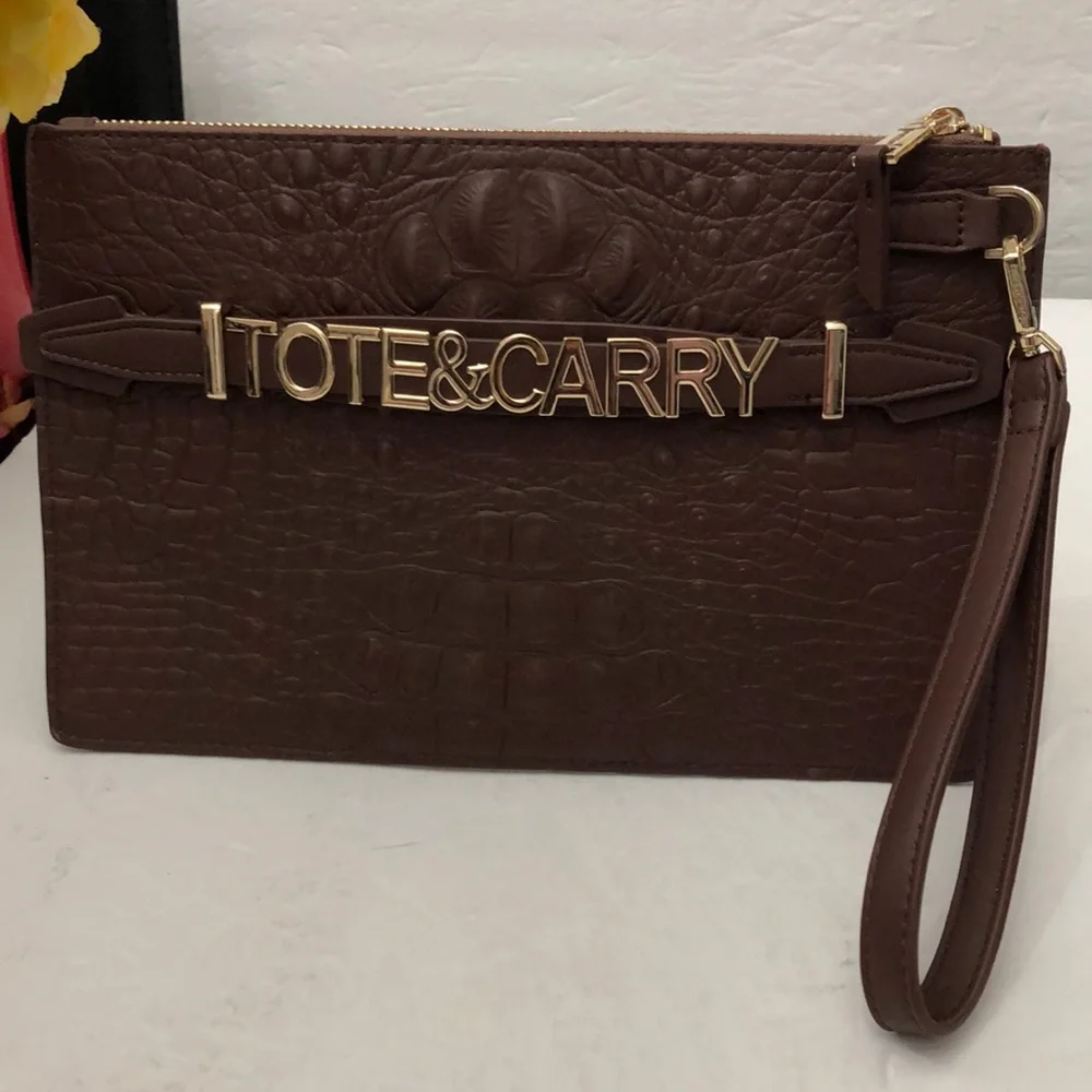 TOTE& CARRY BROWN APOLLO CLUTCH BAG WOMENS SIZE L